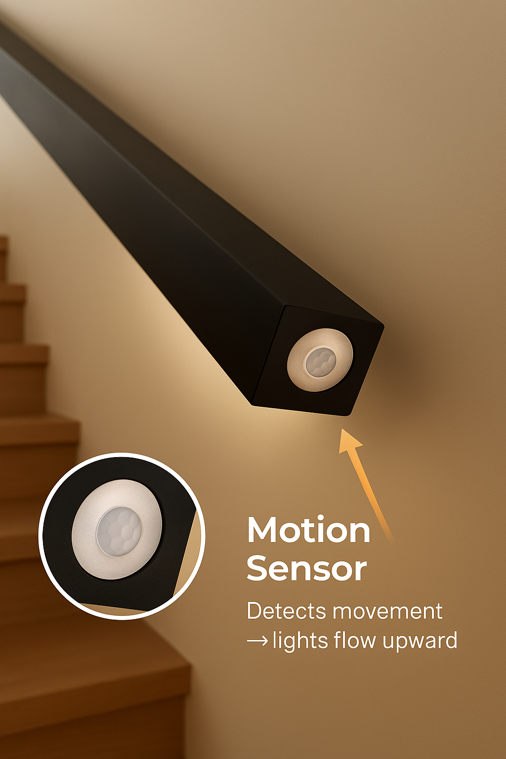 LED Handrail with Flowing Light - Square