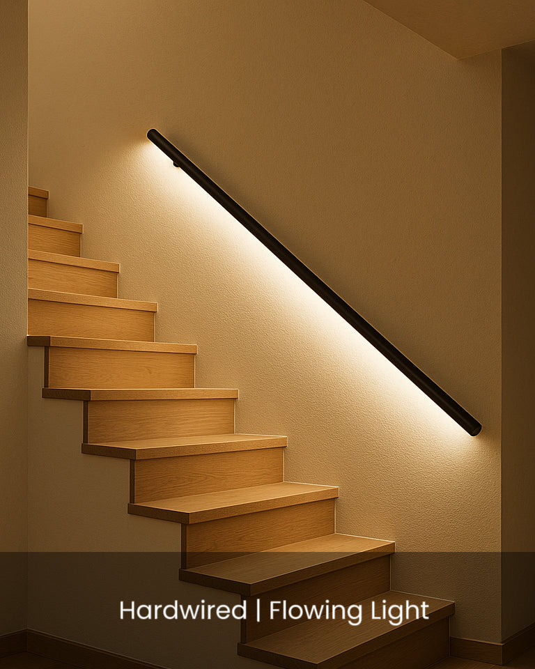 LED Handrail with Flowing Light - Round, Bottom Light
