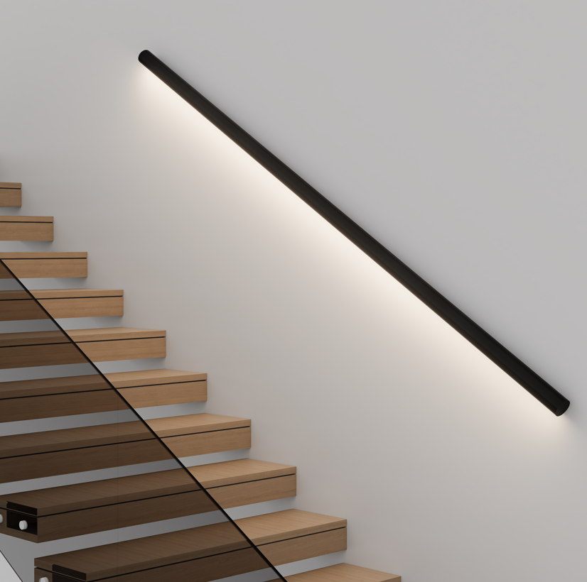 LED Handrail with Flowing Light - Round, Bottom Light