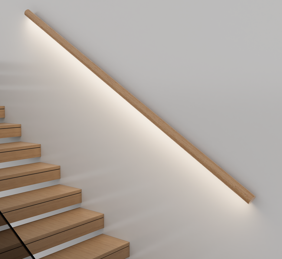 LED Handrail with Flowing Light - Round, Bottom Light